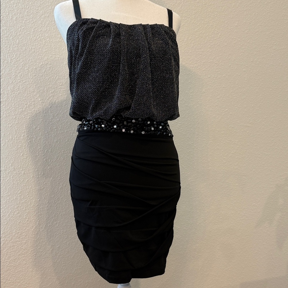 City Studio Black Mini Skirt with Embellished Waist